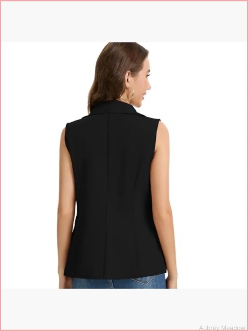 Sleeveless Blazer Vest Lightweight Lined Single Button Work Office Jacket